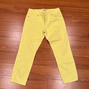 CAbi jeans neon yellow EUC. Cropped